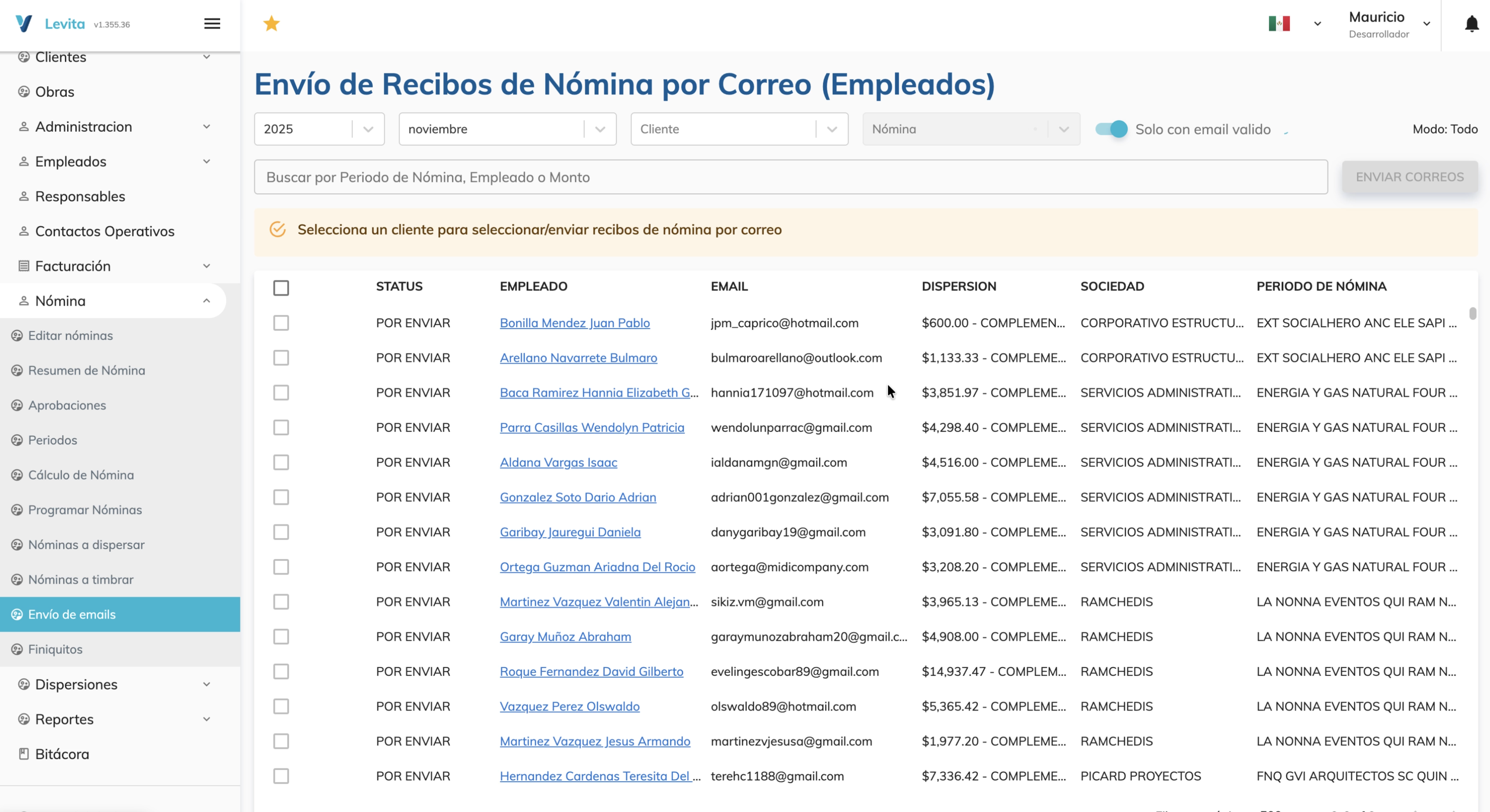 Nomada Levita — Dashboard view 2